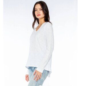 WILT Long Sleeve Shrunken Boyfriend Top in White Size Large NWT